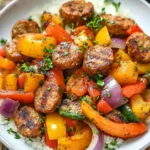 10 Minute Air Fryer Chicken Sausage and Veggies