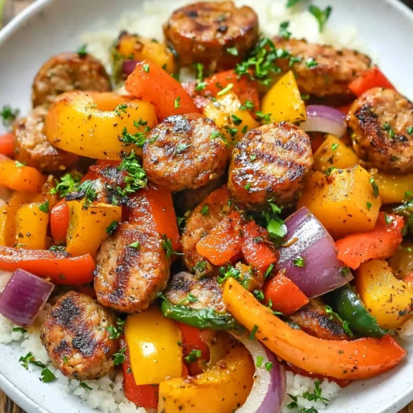 10 Minute Air Fryer Chicken Sausage and Veggies