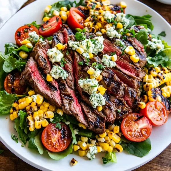 Balsamic Steak Gorgonzola Salad with Grilled Corn