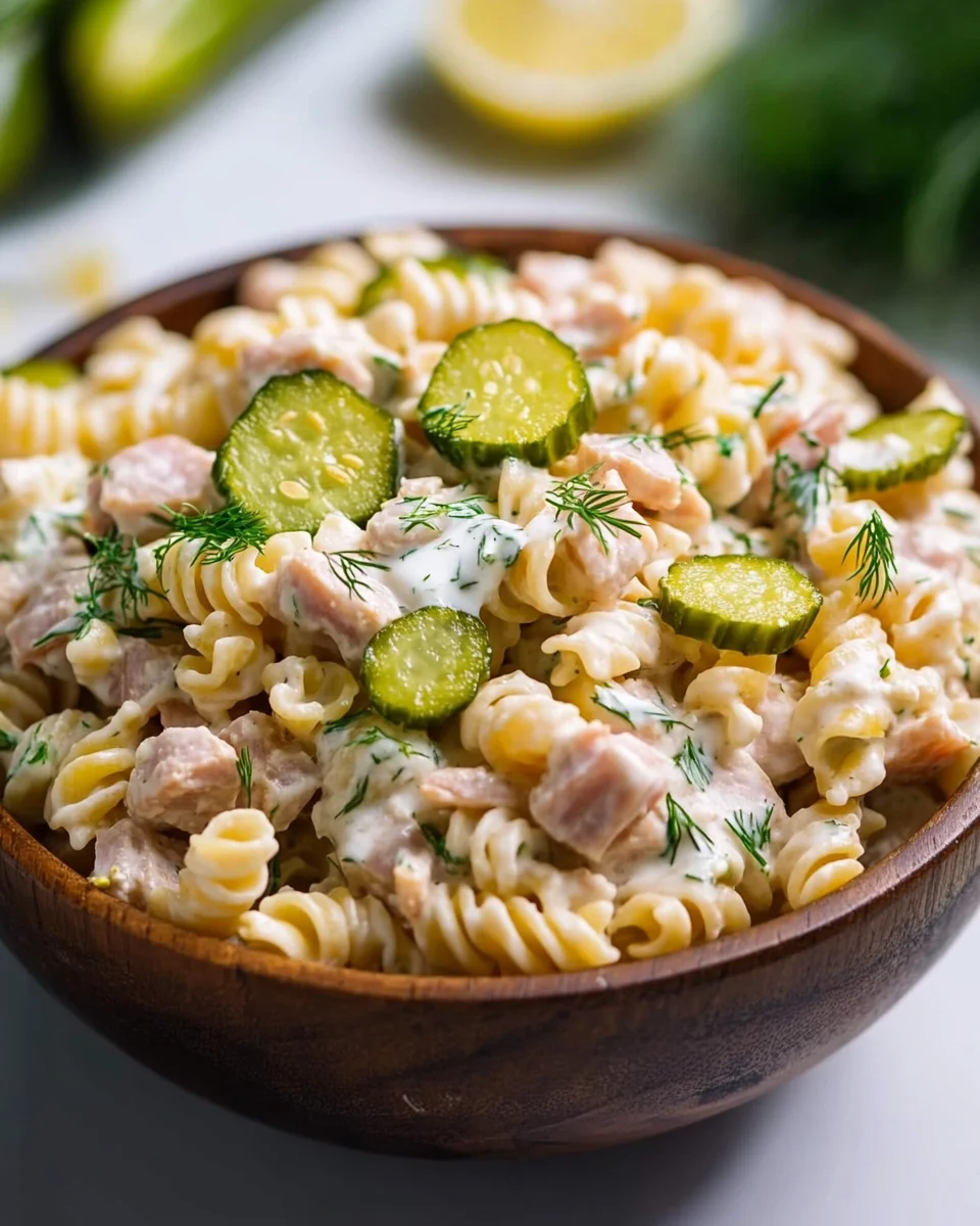 Dill Pickle Tuna Pasta Salad