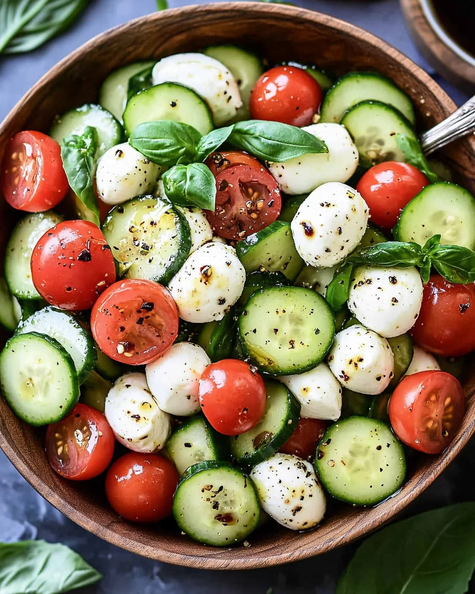 Fresh Cucumber Caprese Salad