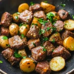 Garlic Butter Beef Bites with Potatoes