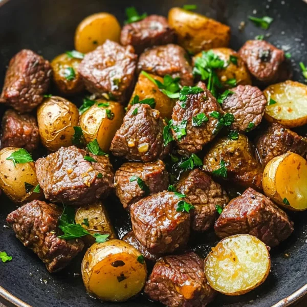 Garlic Butter Beef Bites with Potatoes