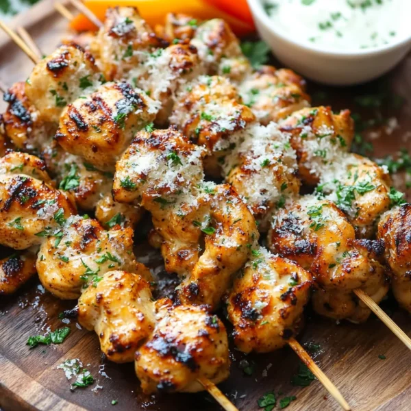 Ranch Garlic Parmesan Chicken Skewers