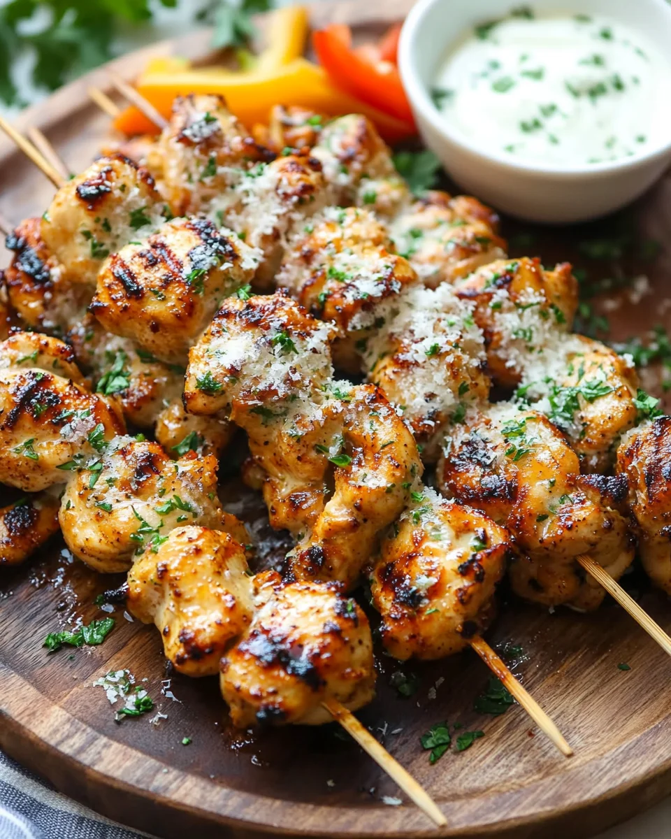 Ranch Garlic Parmesan Chicken Skewers