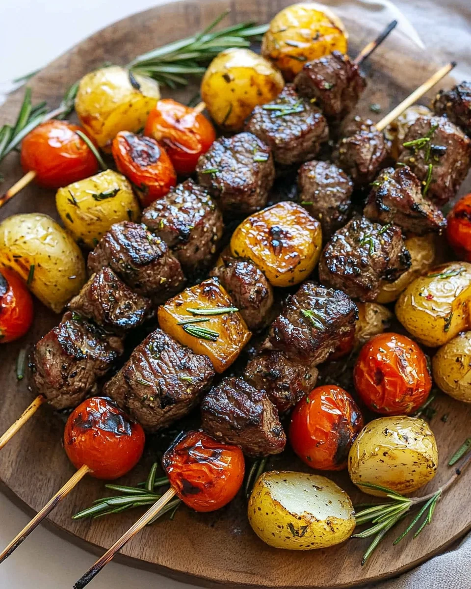 Rosemary Garlic Steak Kebabs