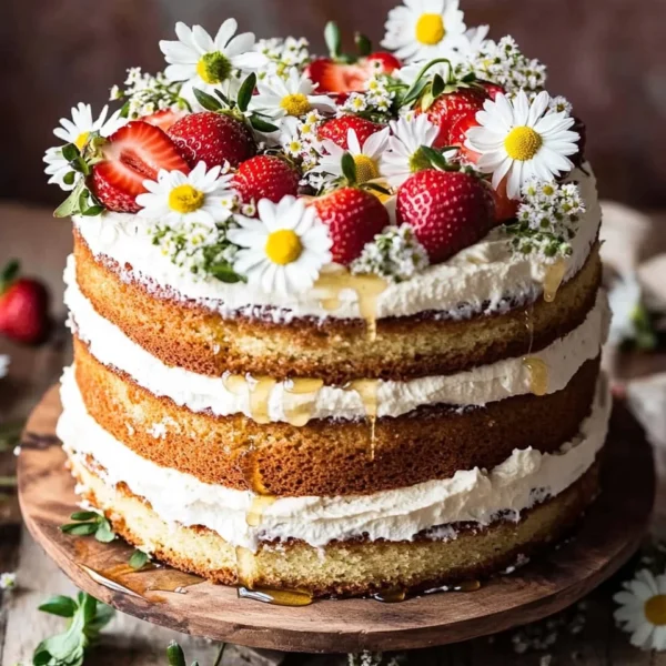 Strawberry Chamomile Naked Cake