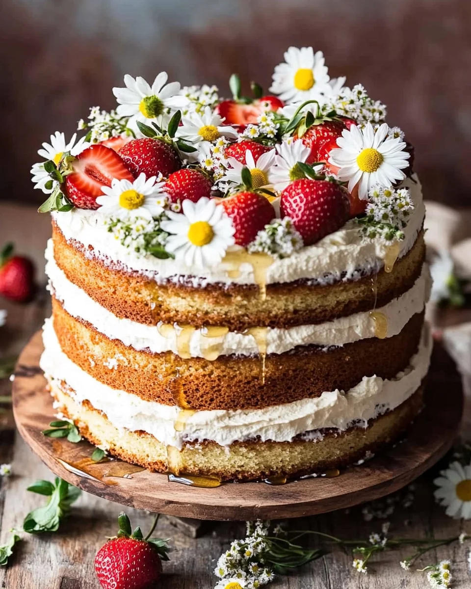 Strawberry Chamomile Naked Cake