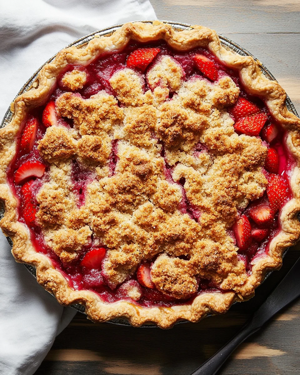 Strawberry Rhubarb Pie with Crumb Topping