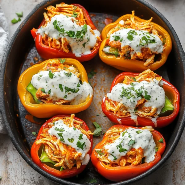 Buffalo Chicken Stuffed Peppers (Dairy-Free & Low Carb)