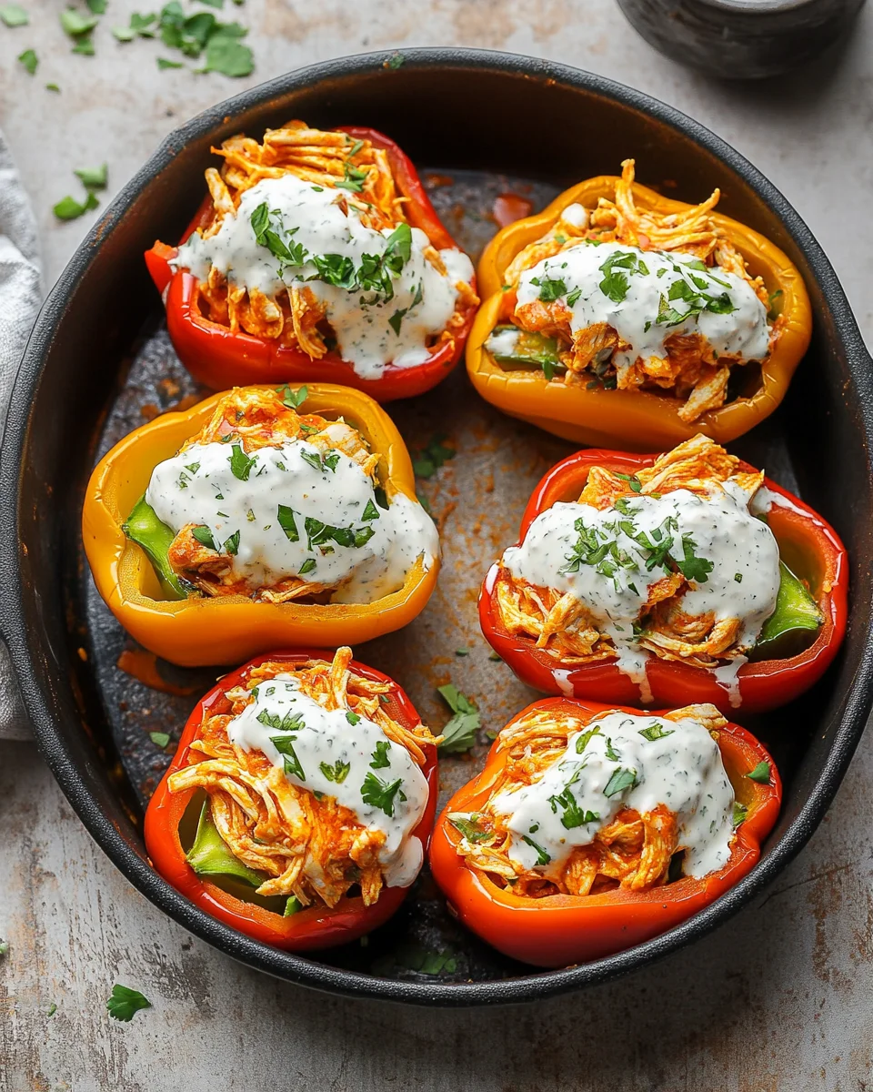 Buffalo Chicken Stuffed Peppers (Dairy-Free & Low Carb)