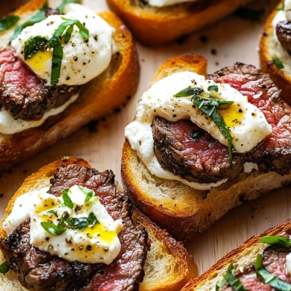 Burrata and Steak Crostini