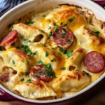 Crockpot Pierogi Casserole with Kielbasa