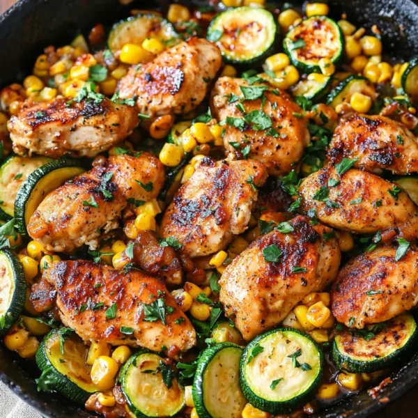 Garlic Butter Chicken with Zucchini and Corn - One-Pan, 30-Minute Meal