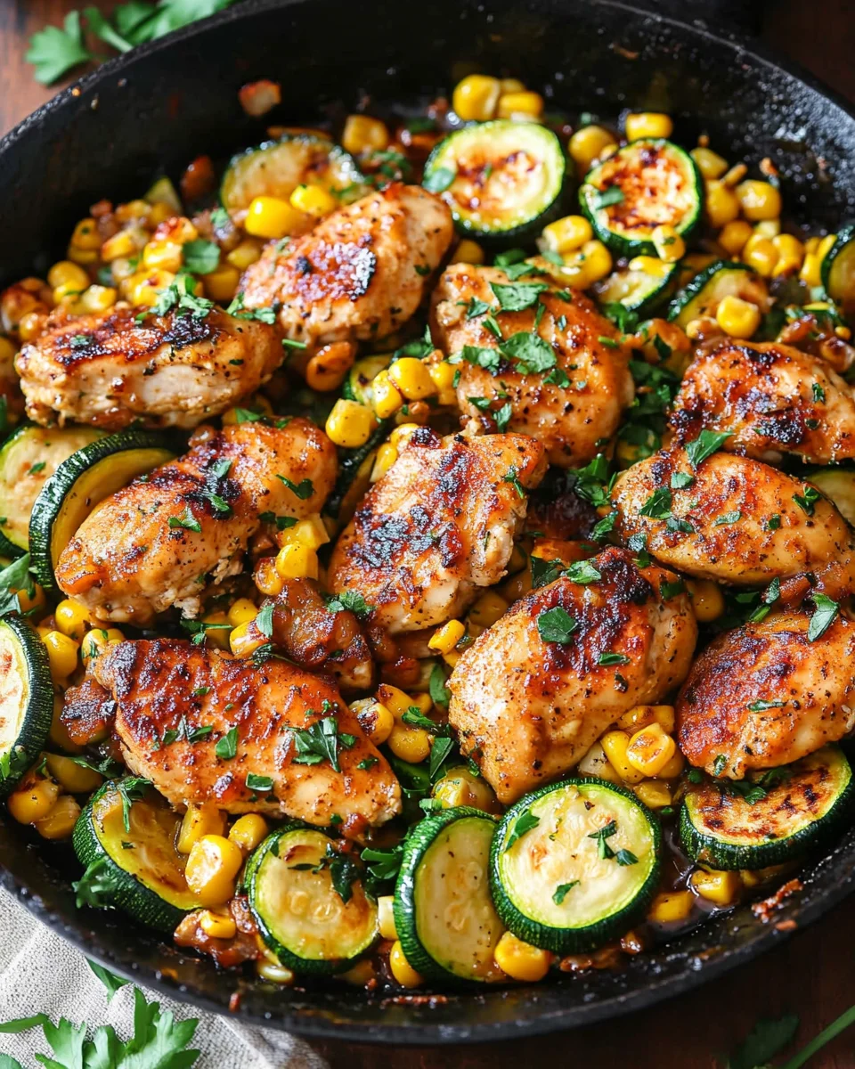 Garlic Butter Chicken with Zucchini and Corn - One-Pan, 30-Minute Meal