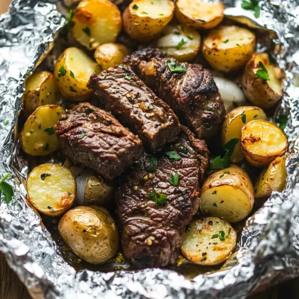 Garlic Butter Steak and Potato Foil Packets