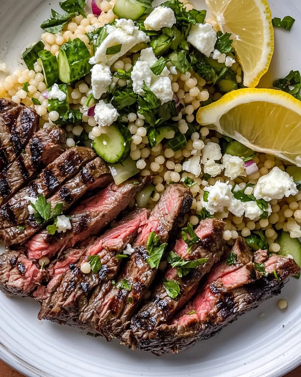 Grilled Skirt Steak with Lemon Herb Couscous Salad 21 Grilled
