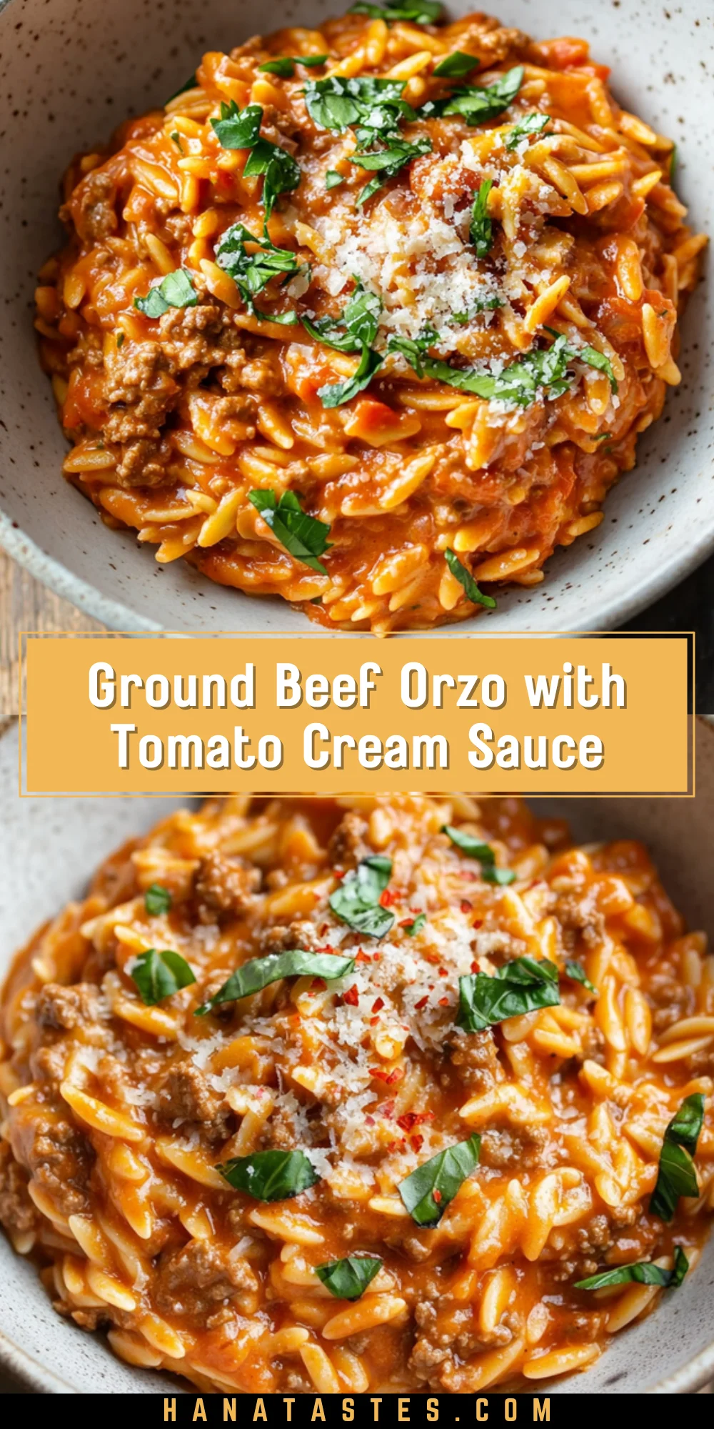 Ground Beef Orzo with Tomato Cream Sauce 19 Pinterest Hidden Image