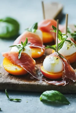 Mozzarella, Prosciutto, and Pickled Peach Appetizer Skewers 25 Mozzarella, Prosciutto, and Pickled Peach Appetizer Skewers
