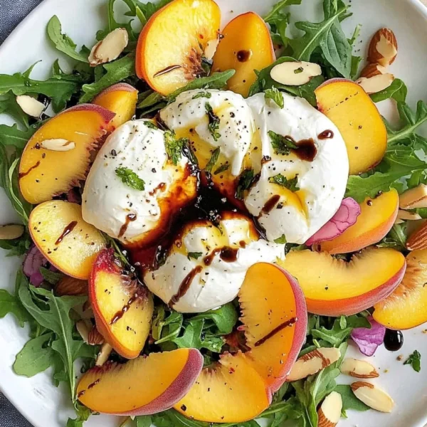 Peach Burrata Salad with Balsamic Drizzle