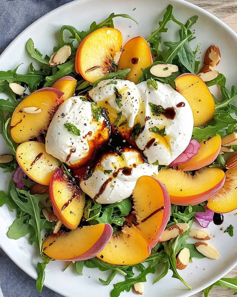 Peach Burrata Salad with Balsamic Drizzle