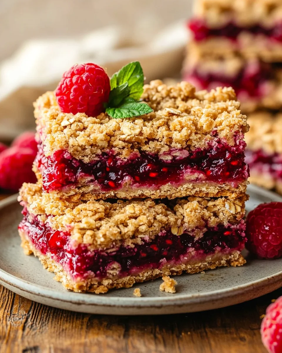 Raspberry Oatmeal Crumble Bars