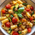 Rigatoni with Sausage, Tomatoes, and Zucchini
