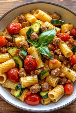 Rigatoni with Sausage, Tomatoes, and Zucchini