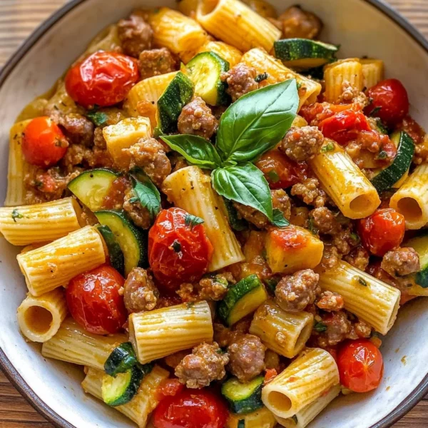 Rigatoni with Sausage, Tomatoes, and Zucchini