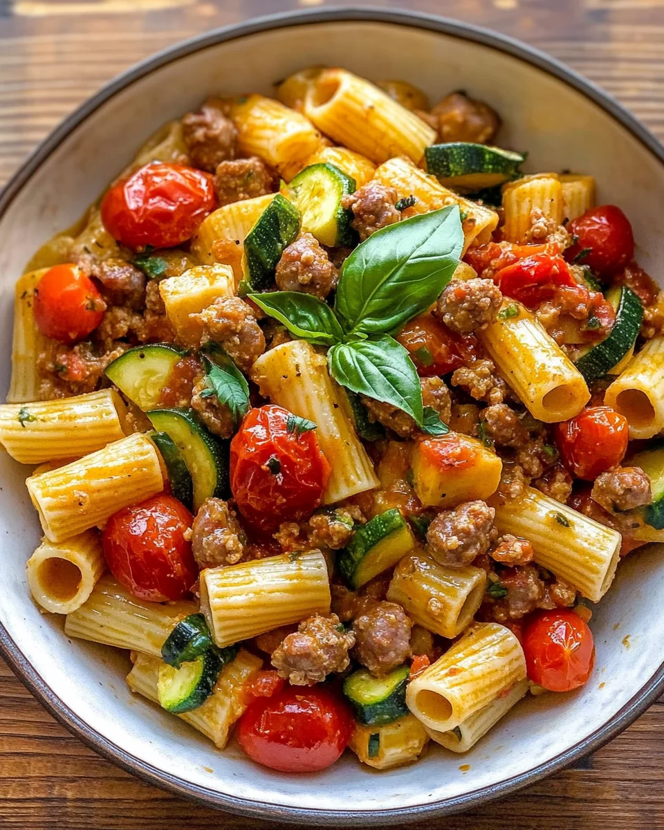 Rigatoni with Sausage, Tomatoes, and Zucchini