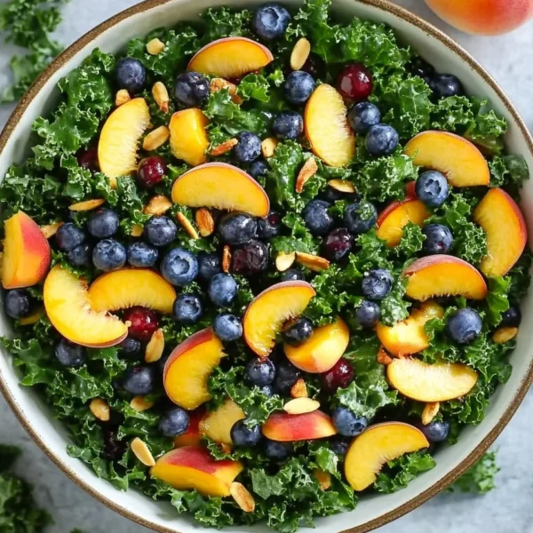 Summer Peach Blueberry Kale Salad