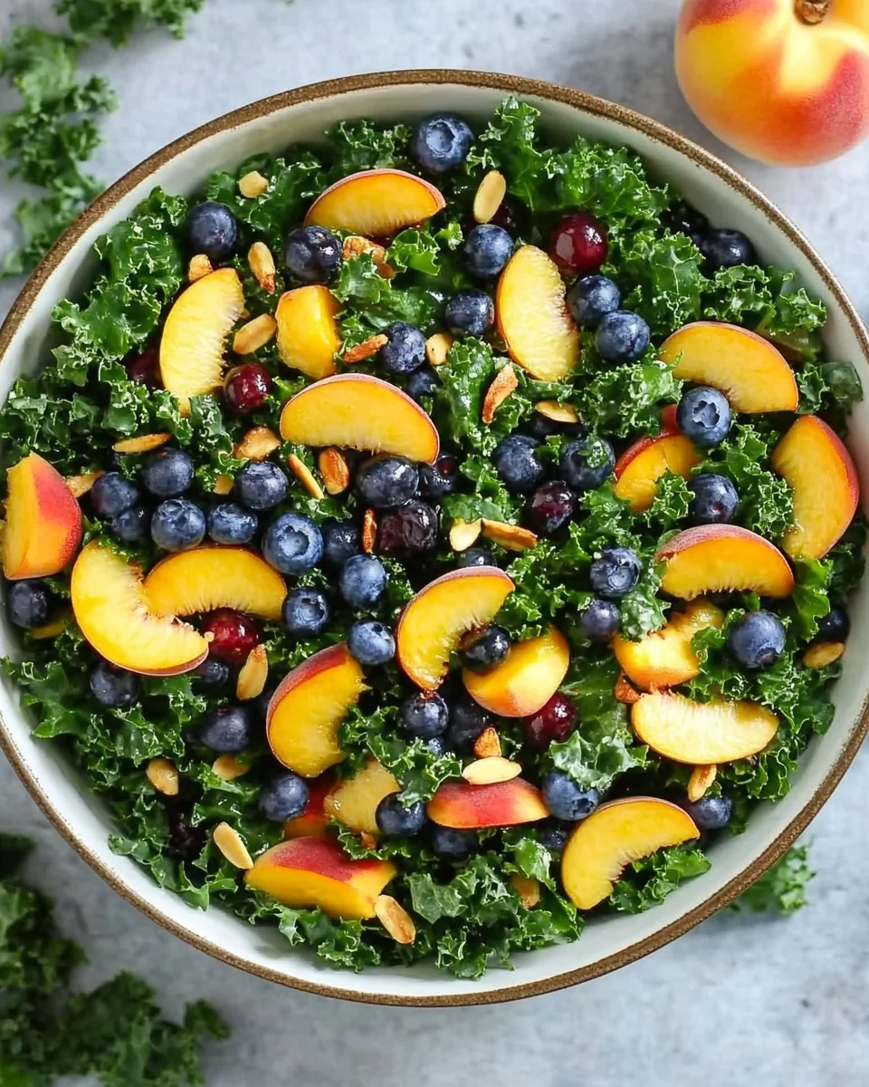 Summer Peach Blueberry Kale Salad