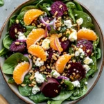Beet Salad with Spinach and Honey-Mustard Lemon Dressing