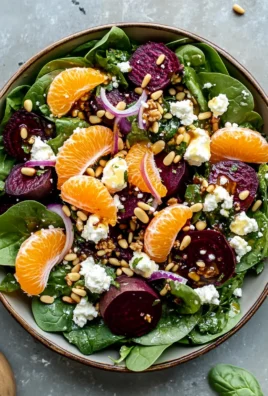 Beet Salad with Spinach and Honey-Mustard Lemon Dressing