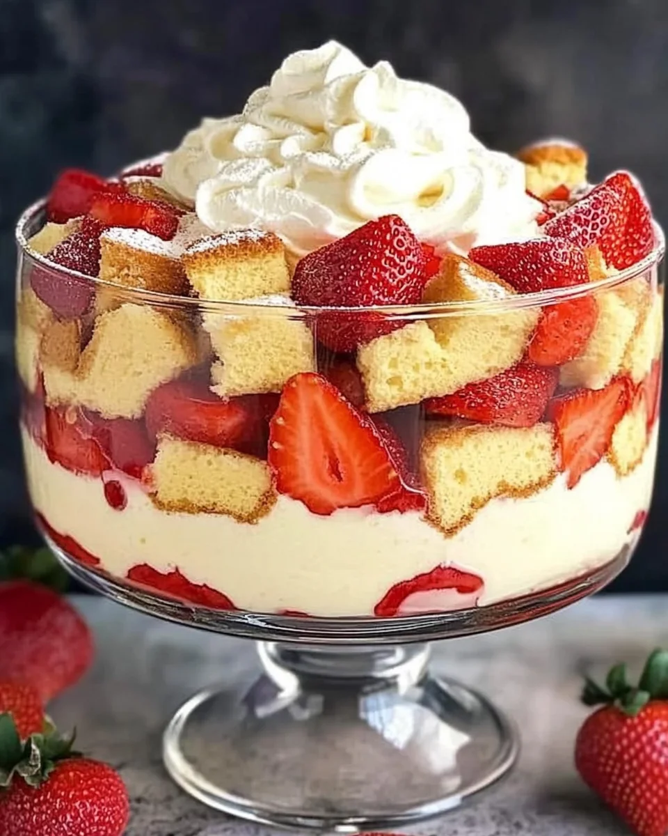 Easy Strawberry Trifle with Pound Cake
