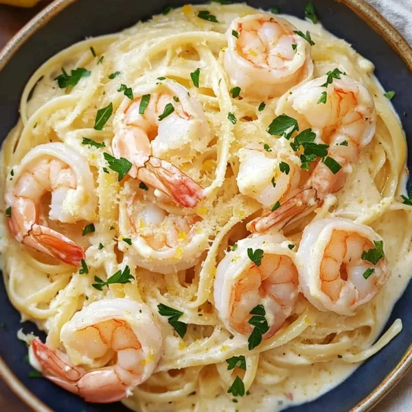 Shrimp Scampi Garlic Cream Pasta