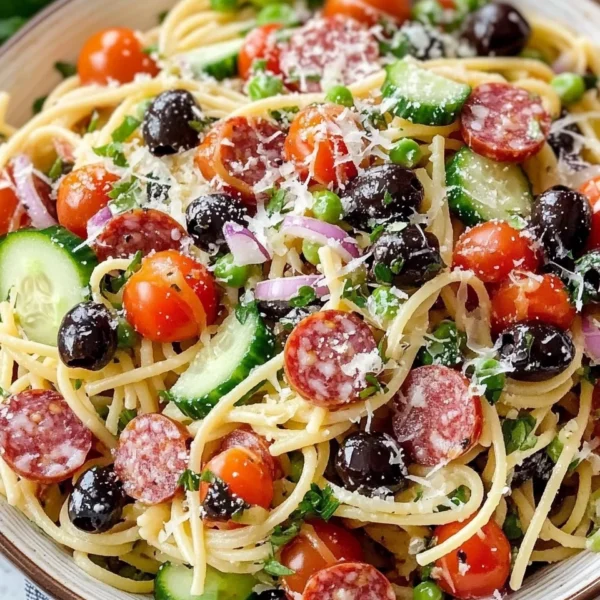 Spaghetti Pasta Salad with Italian Dressing