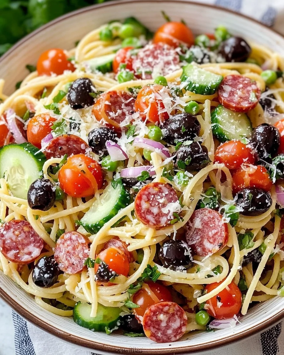 Spaghetti Pasta Salad with Italian Dressing