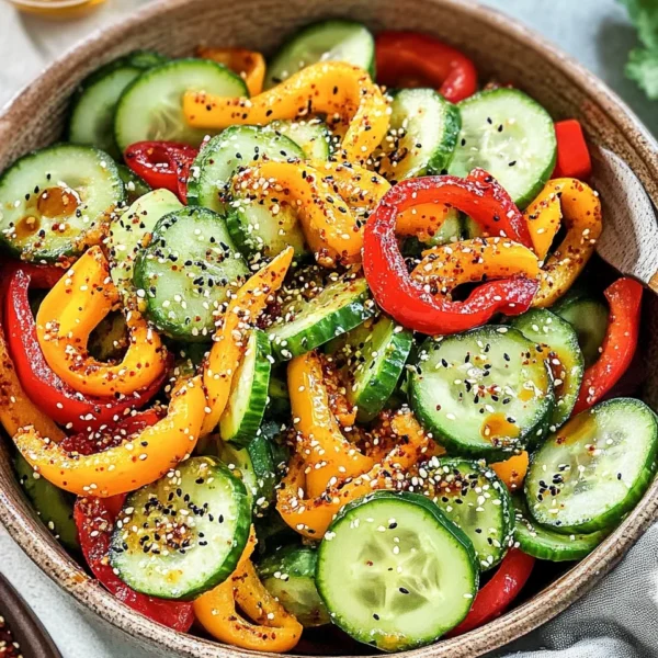 Viral TikTok Cucumber & Bell Pepper Salad