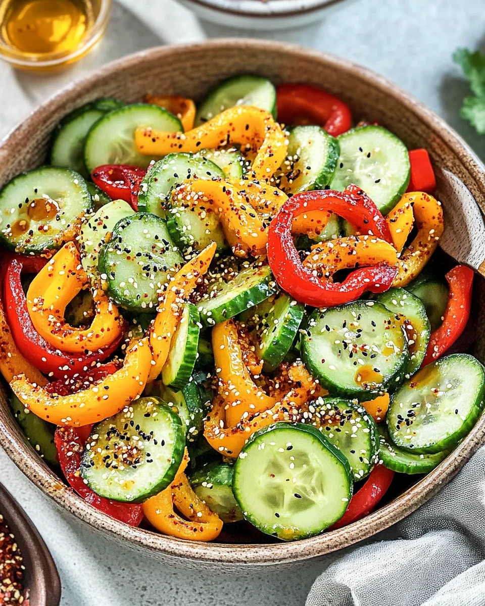 Viral TikTok Cucumber & Bell Pepper Salad